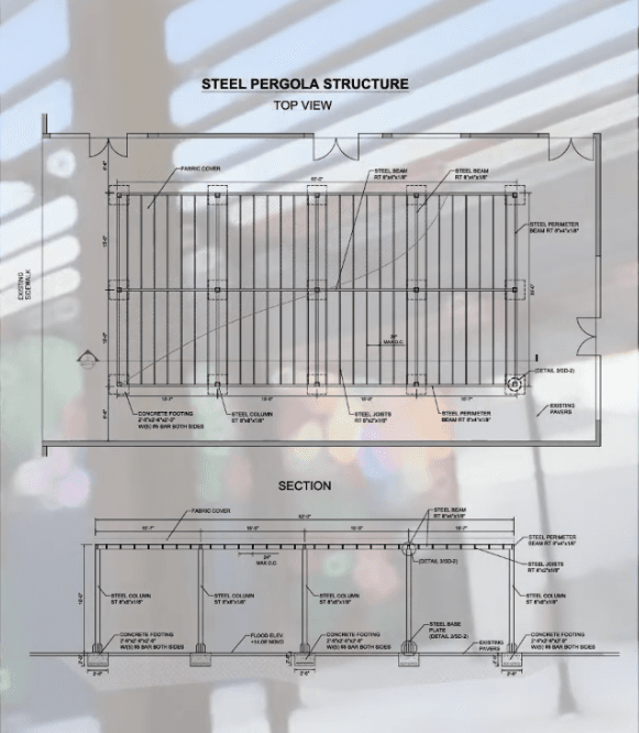 Steel pergola plan